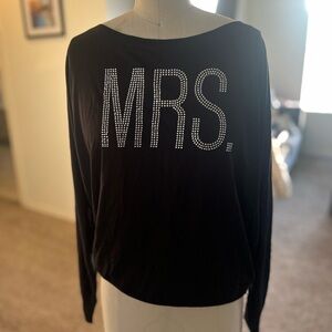 NWT Elegant Black 'MRS.' Women's Top